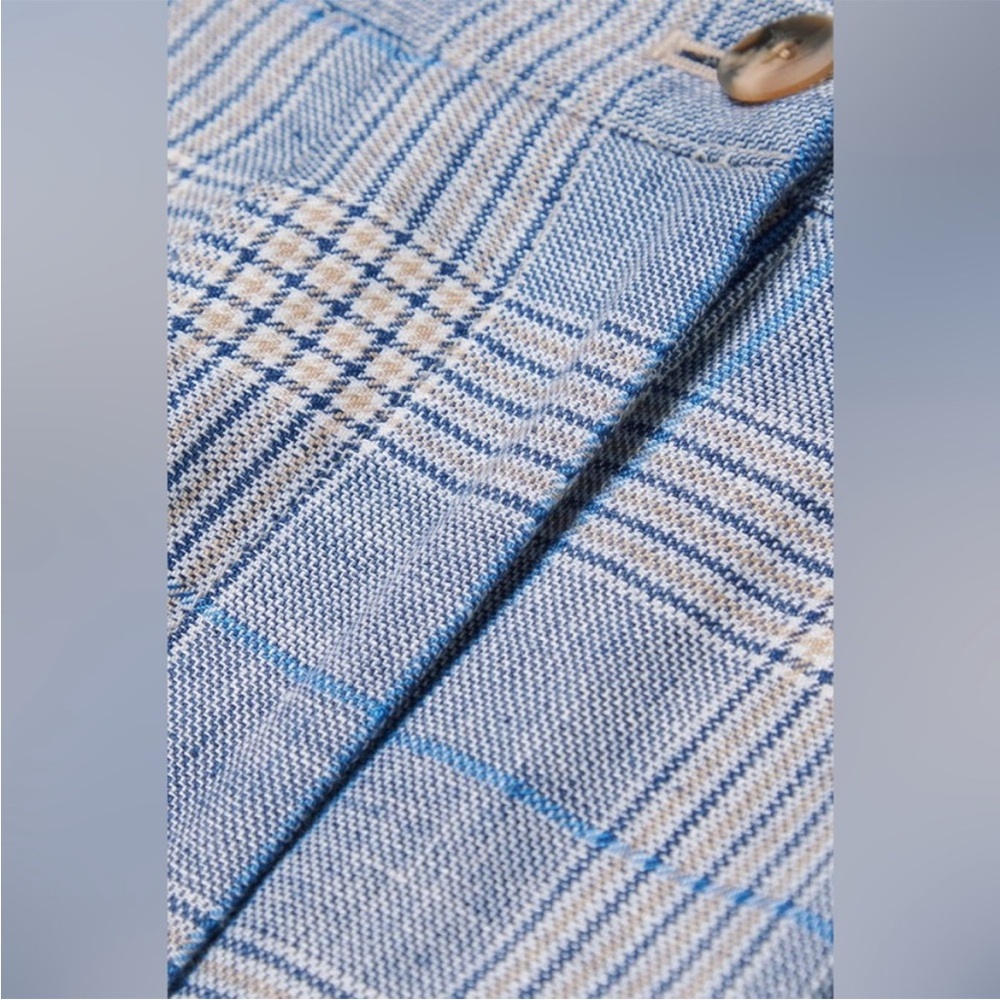 VERONICA BEARD Alicia Windowpane Plaid 100% Linen Shorts Pleated Blue Multi Sz6 - Picture 5 of 15